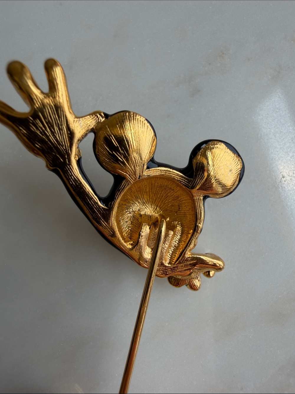 Vintage Disney Napier Waving Mickey Mouse Gold & Black Lapel Pin - Picture 5 of 6